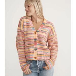 Marine Layer Dream Yarn Crop Cardigan Warm Stripe XS NWT